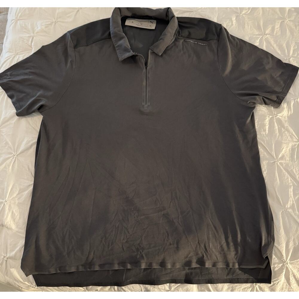 Puma Porsche Design Men’s Quarter-Zip Polo Shirt - Gray Size XL